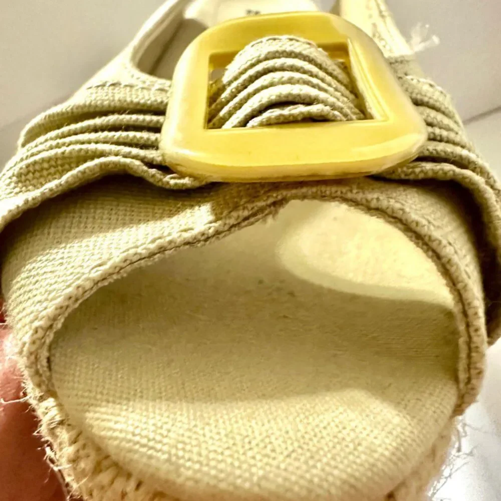 Naturalizer Bina Slingback Espadrille Beige Canvas Wedge Sandals Women's Sz 8 M
